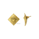 Silver Stud Earrings, Hand Cut Designer Stud Earrings, Gold Plated Studs, 925 Sterling Silver Stud Earring Jewelry